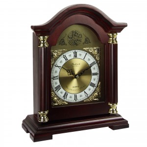 Bedford Clock Collection Redwood Mantel Clock with Chimes   555623471